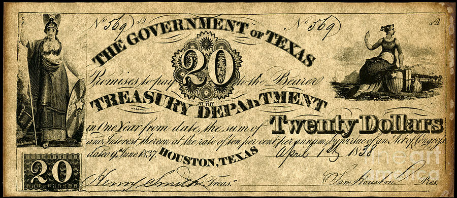 Texas Banknote 1838 Photograph by Granger