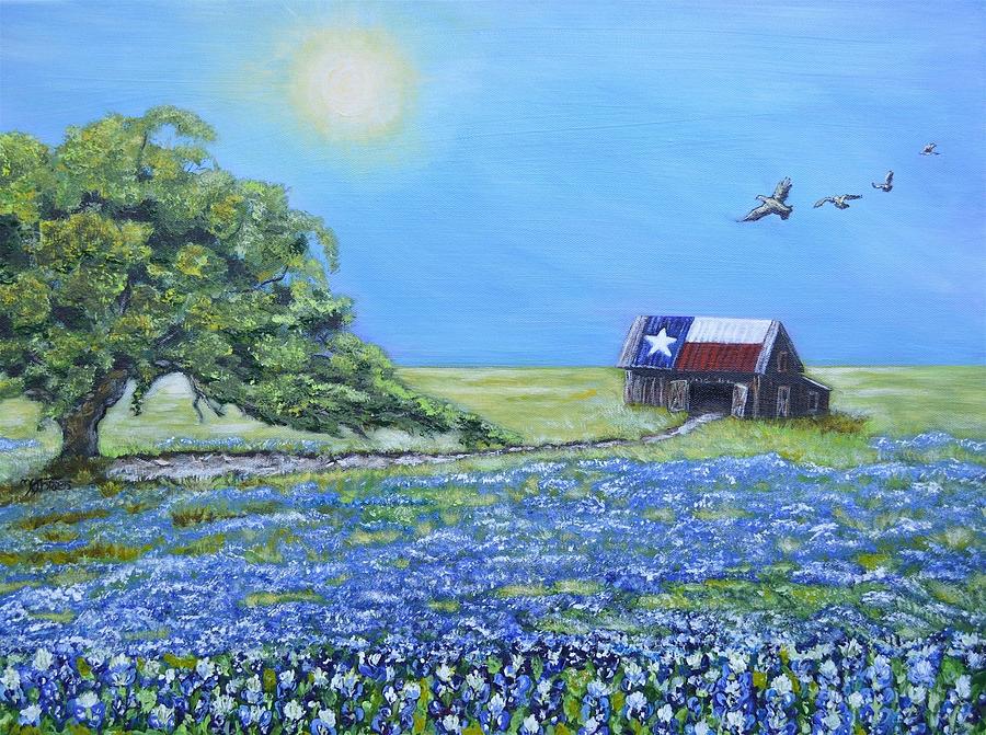 Texas Barn and Live Oak Painting by Melissa Torres