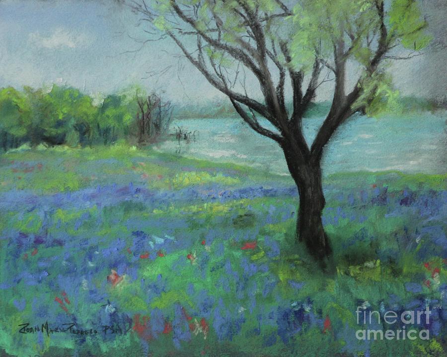 Texas Bluebonnet Trail Painting by Robin Pedrero