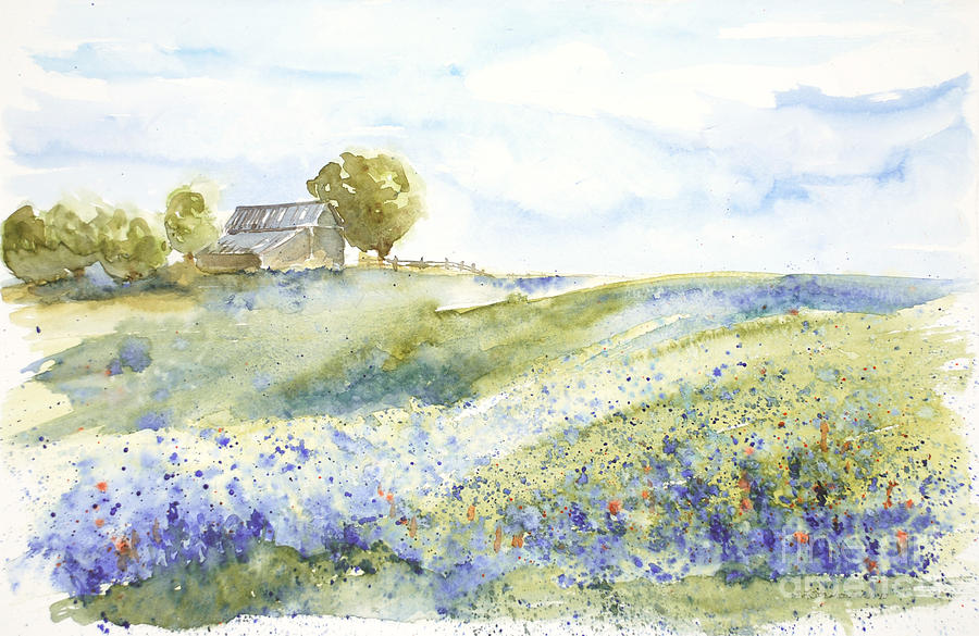 Landscape Painting - Texas Bluebonnets by Sandra Strohschein
