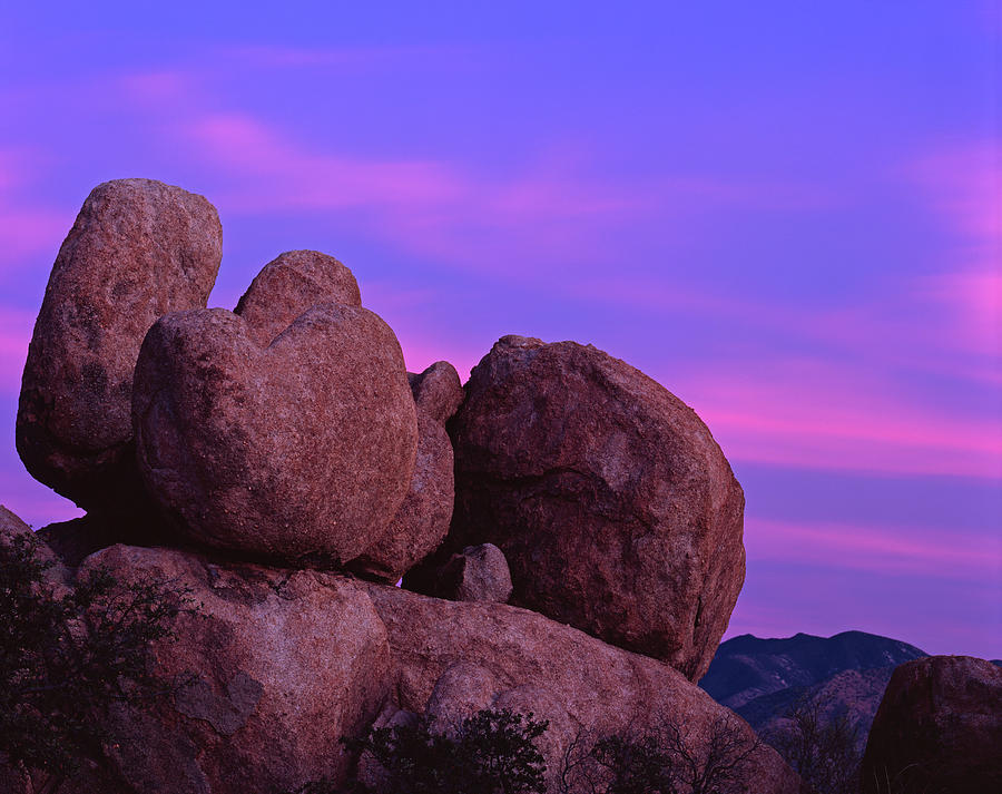Texas Canyon Afterglow Rocks Photograph by Tom Daniel