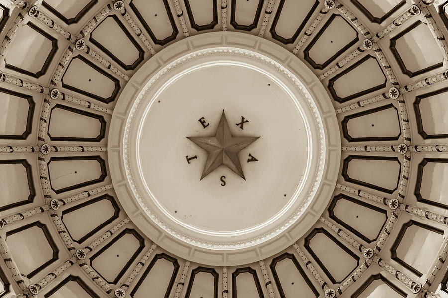 Architecture Photograph - Texas Capitol Building Dome in Sepia - Austin TX by Gregory Ballos