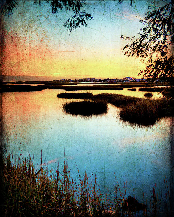 Sunset Photograph - Texas City Wetlands Sunset by Ray Devlin