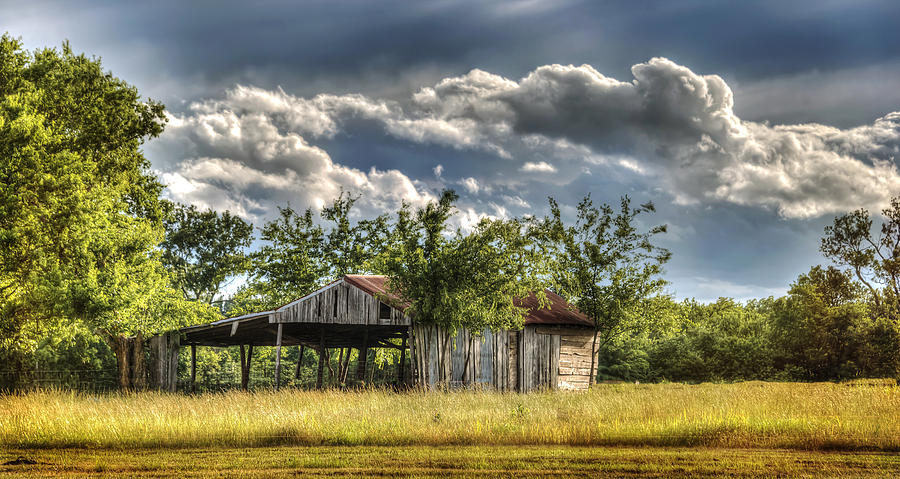 Barn Photograph - Texas Clouds Over a Honey Grove Barn by Lisa Moore