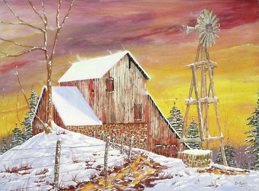 Barn Painting - Texas Coldfront by Michael Dillon