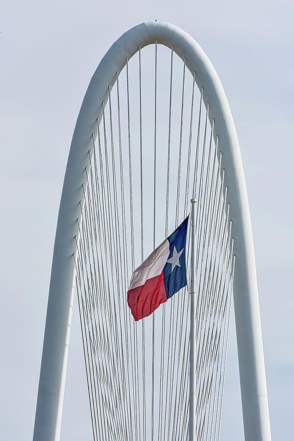 Dallas Photograph - Texas Flag at Margaret Hunt Hill Bridge by Bee Creek Photography - Tod and Cynthia