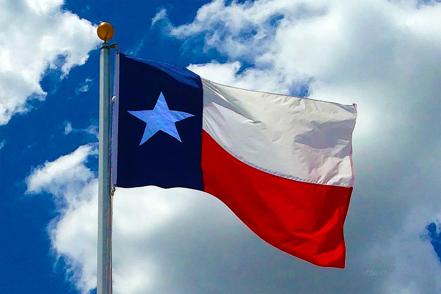 Texas Flag in a Summer Sky Photograph by Robert J Sadler