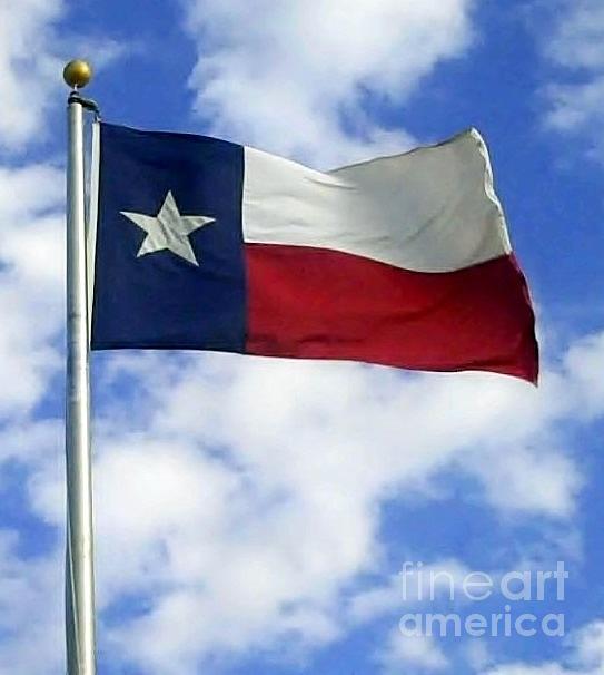 Flag Photograph - Texas Flag in a Texas Sky by Cindy New