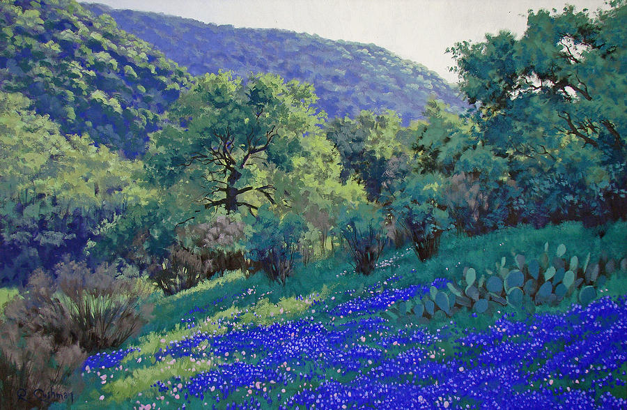 Texas Hill Country Blues Painting by Russell Cushman