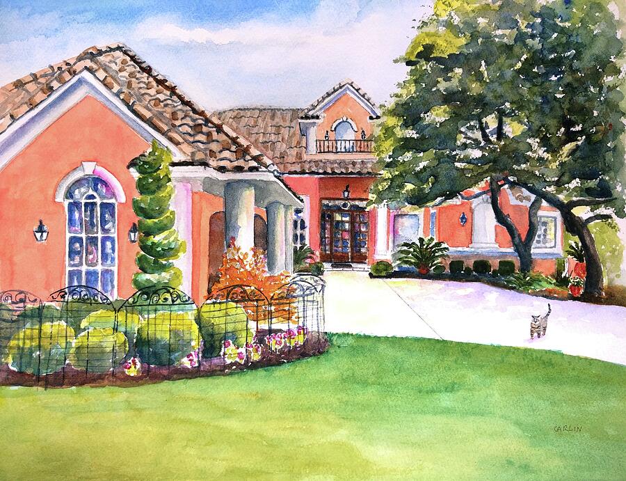 Texas Home Spanish Tuscan Architecture  Painting by Carlin Blahnik CarlinArtWatercolor