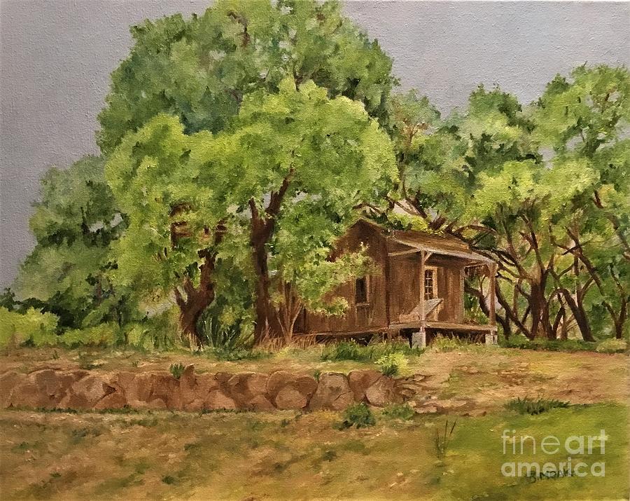 Texas Hunter S Cabin Painting By Barbara Moak