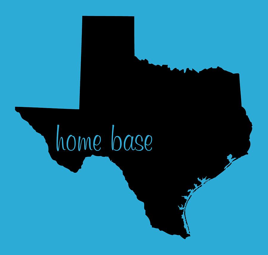 Map Digital Art - Texas is Home Base Black by Custom Home Fashions