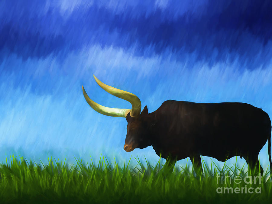 Cow Painting - Texas Long Horn  by L Wright
