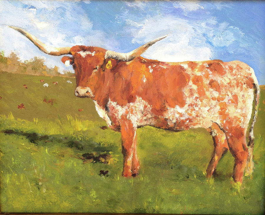 Cow Painting - Texas Longhorn by Cheryl Green