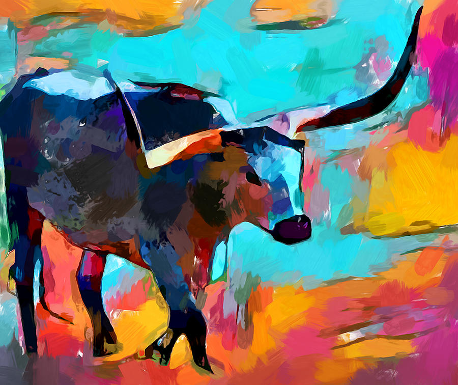 Texas Longhorn Painting by Chris Butler