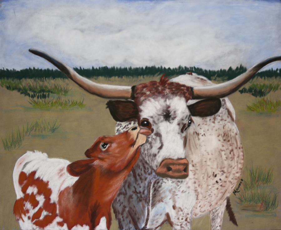 Cow Pastel - Texas Love by Michele Turney