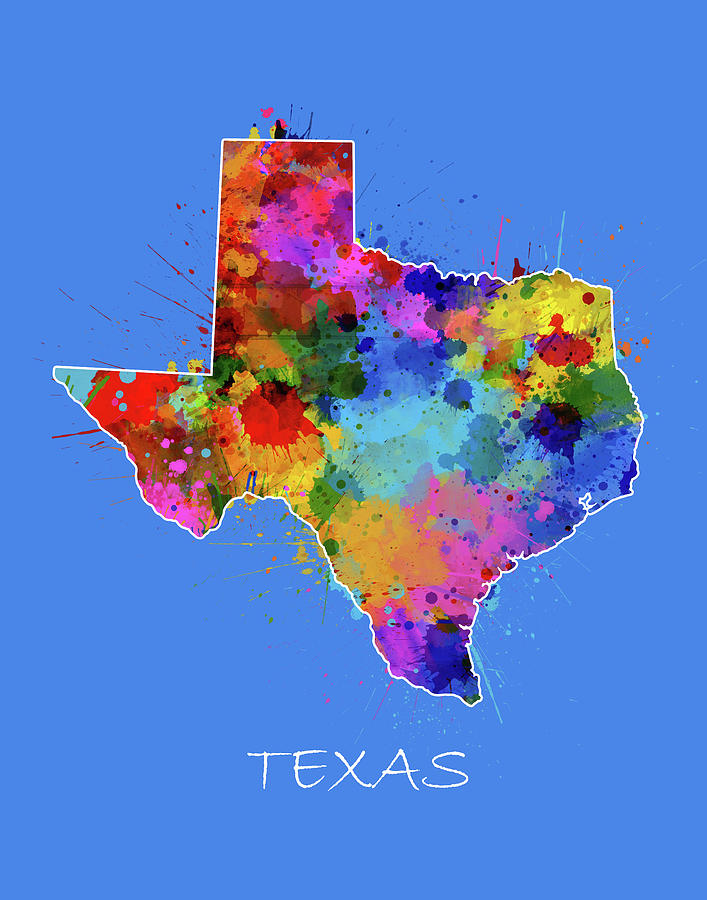 Texas Digital Art - Texas Map Color Splatter 3 by Bekim M Texas Digital Art - Texas Map Color Splatter 3 by Bekim M