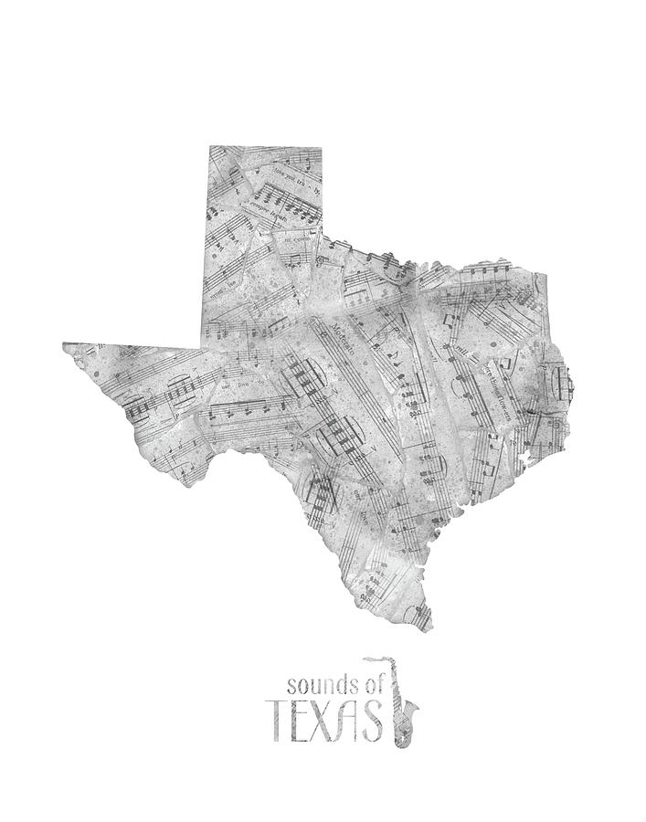 Texas Map Music Notes Digital Art