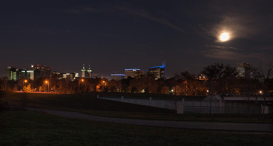 Texas Medical Center Moonset Photograph by Joshua House