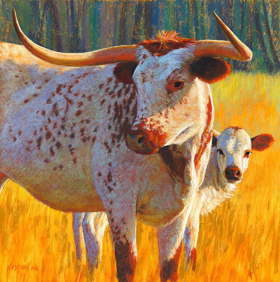 Cow Pastel - Texas Pride and Progeny by Rita Kirkman