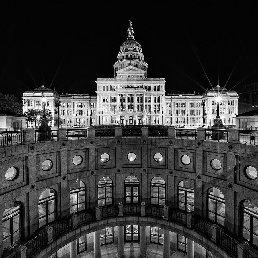 Texas State Capitol - bw square Photograph by Stephen Stookey
