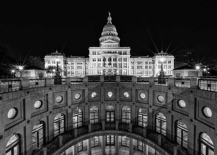 Texas State Capitol - bw Photograph by Stephen Stookey