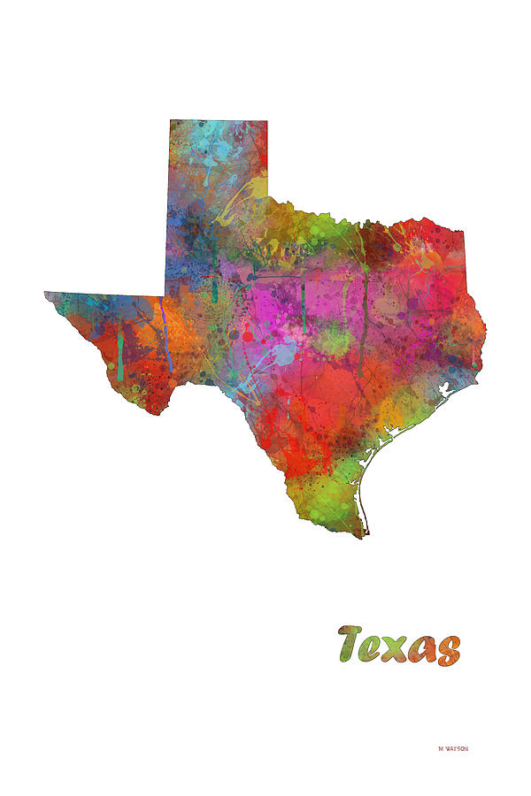 Texas State Map Digital Art by Marlene Watson