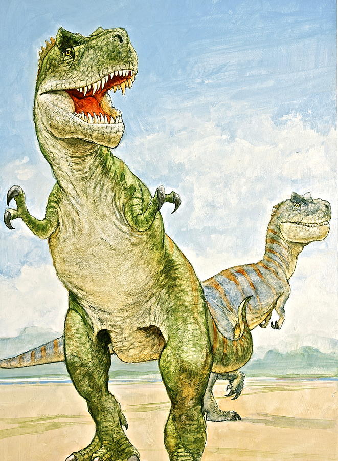 Texas-T-rexes Painting by Cliff Spohn
