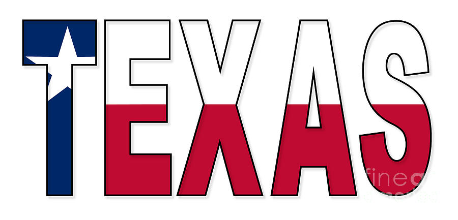 Flag Digital Art - Texas Text Flag by Bigalbaloo Stock