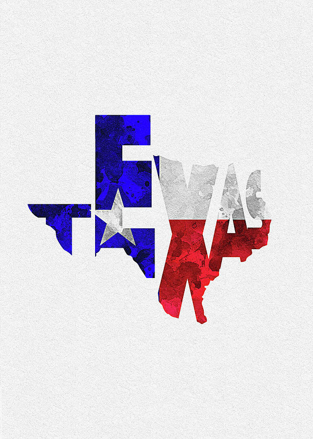 Texas Typographic Map Flag Digital Art by Inspirowl Design