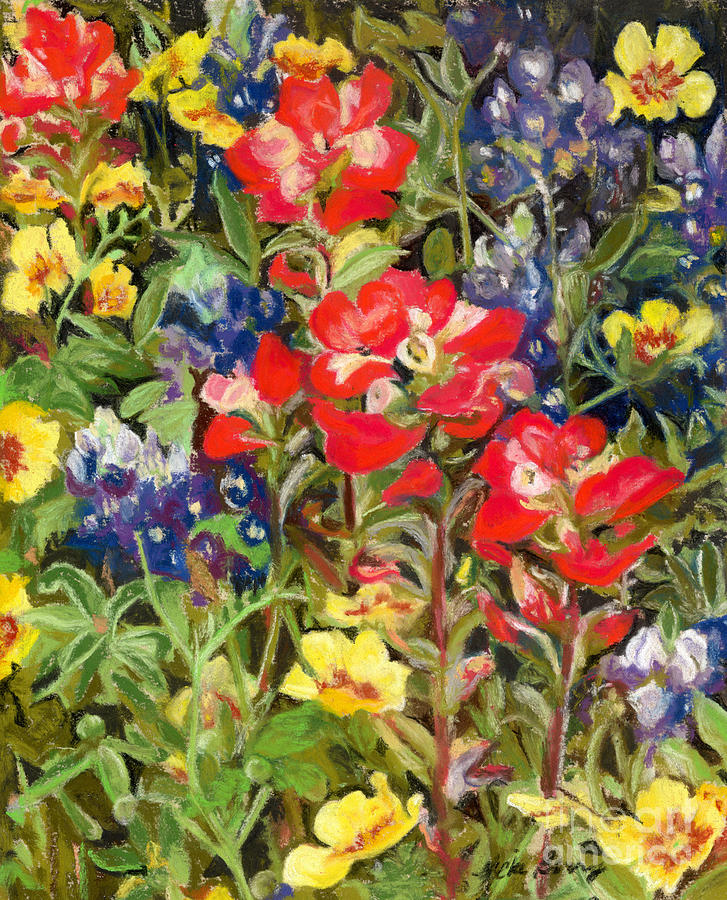 Texas Wildflowers Painting by Vicki Baun Barry