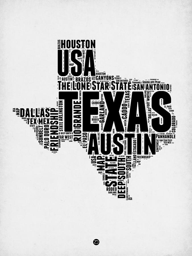 Austin Digital Art - Texas Word Cloud 2 by Naxart Studio