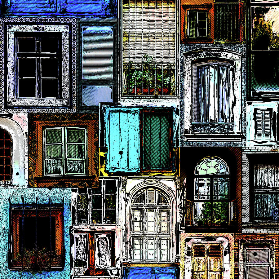 Textural Windows Collage Digital Art by Phil Perkins