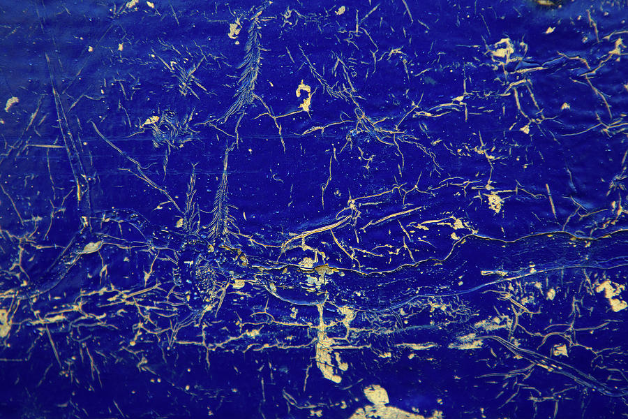 Texture Of The Cracked Blue Paint Photograph