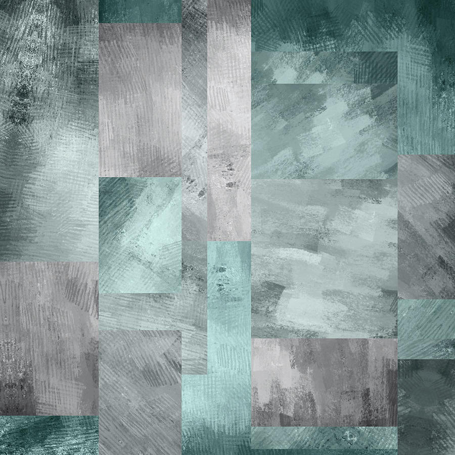 Textured Abstract Blocks Green and Grey Digital Art by Brandi ...