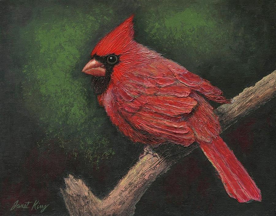 Textured Cardinal Painting by Janet King