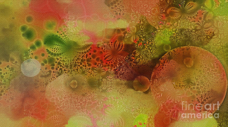 Textured Flowers And Bubbles Digital Art
