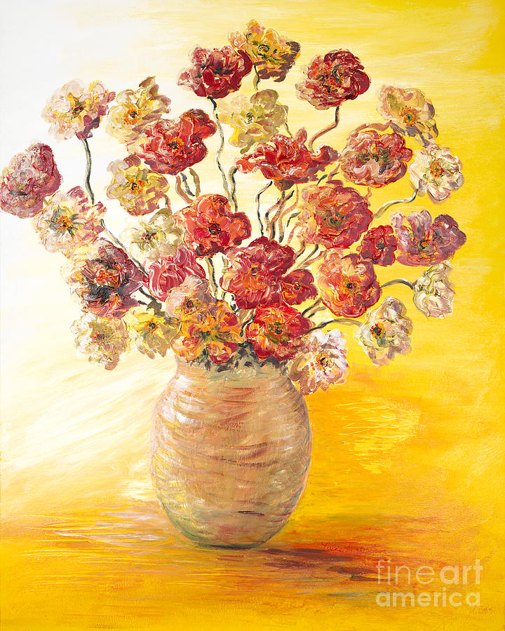 Textured Flowers in a Vase Painting by Nadine Rippelmeyer
