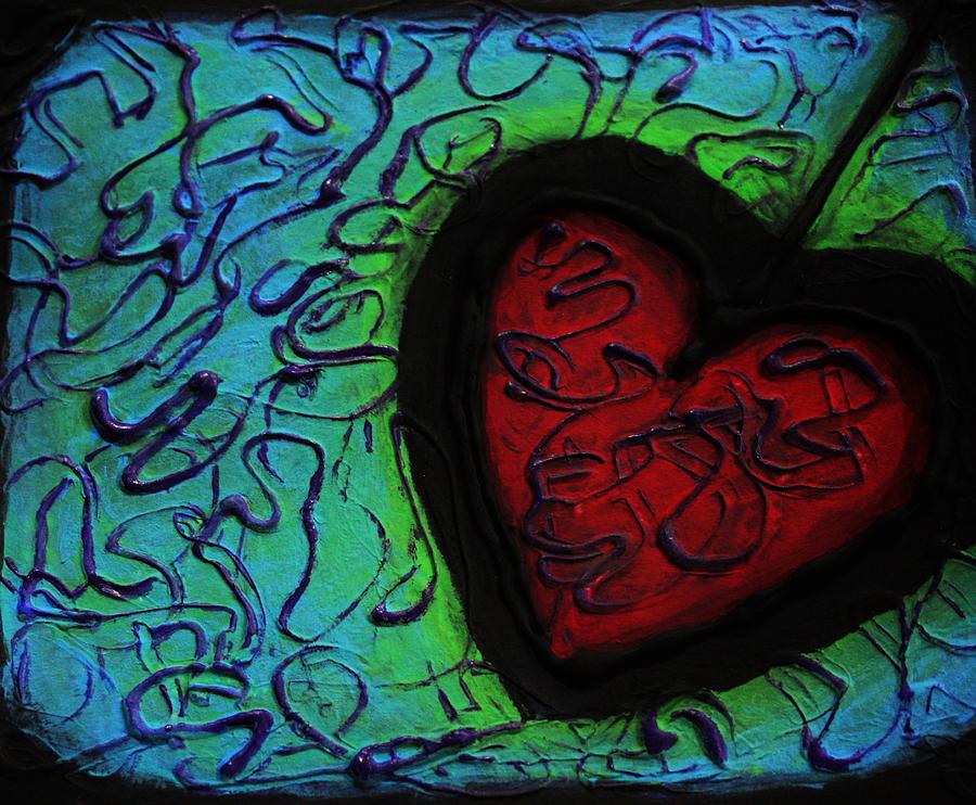 Unique Painting - Textured Heart by Lkb Art And Photography