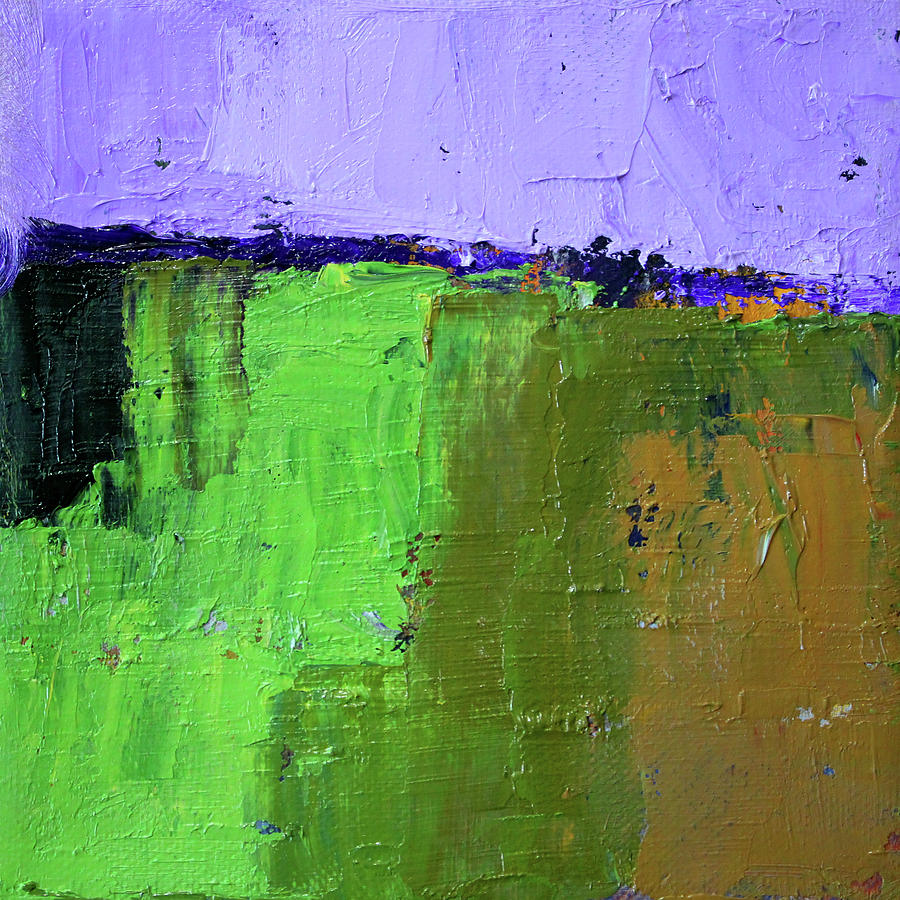 Large Abstract Landscape Painting - Textured Square No. 4 by Nancy Merkle