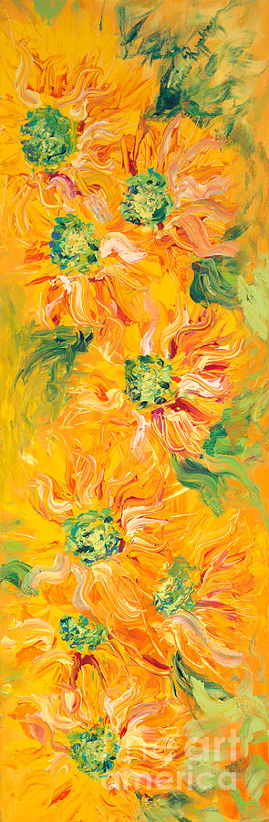 Textured Yellow Sunflowers Painting