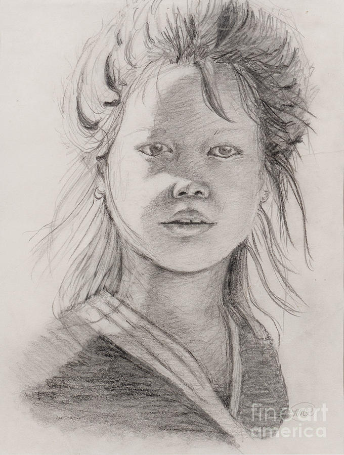 Thai Beauty Drawing by Nadine Rippelmeyer