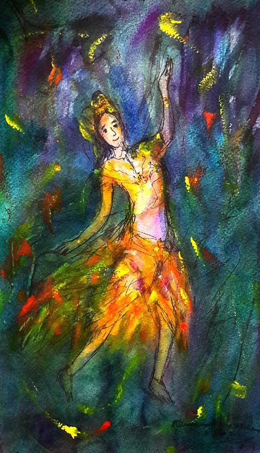 Thai dancing Painting by Wanvisa Klawklean