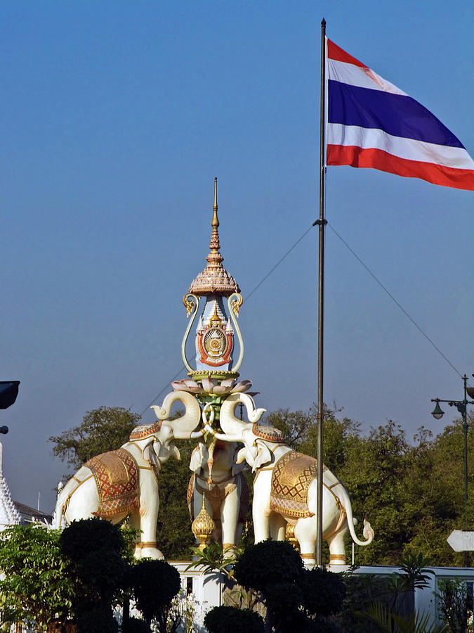 Thai Flag and Elephants Photograph by Sally Weigand