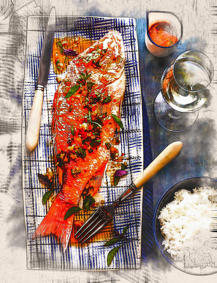 Thai Fried Red Snapper Digital Art by Don Kuing | Pixels