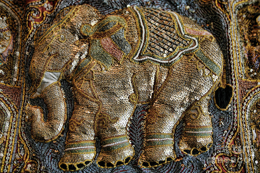 Thailand Elephant Decor Gold Sequins  Photograph by Chuck Kuhn