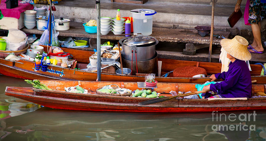Boat Photograph - Thailands Floating Market by Rene Triay FineArt Photos