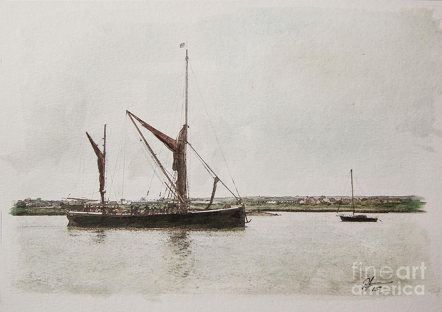 Thames Barge Maldon Mixed Media by Roger Lighterness
