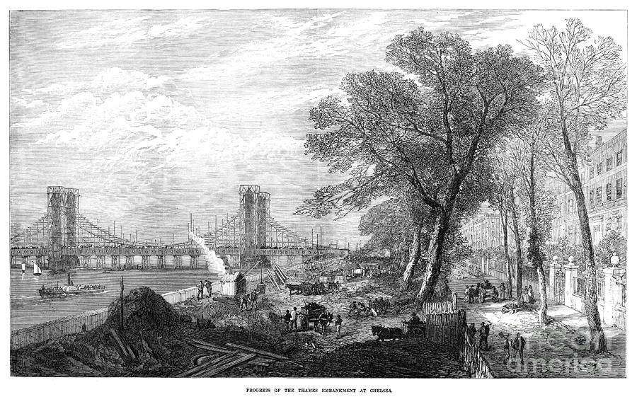 Thames Embankment 1873 Painting by Granger