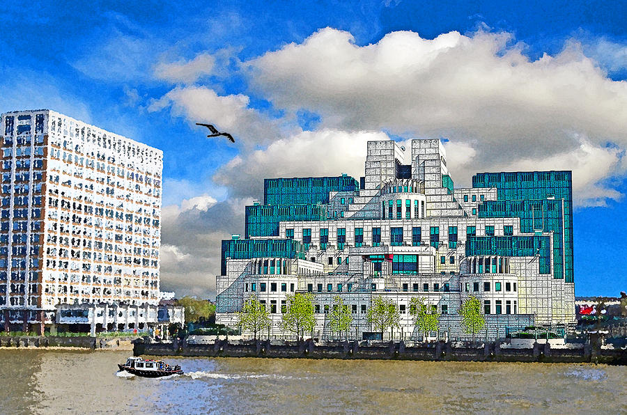 London Mixed Media - MI6 HQ at Vauxhall Cross by Peter Allen